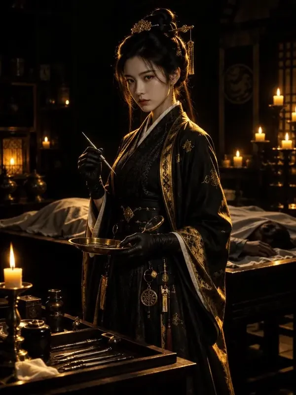 《第一女仵作》短剧封面图，悬疑、逆袭、古装题材